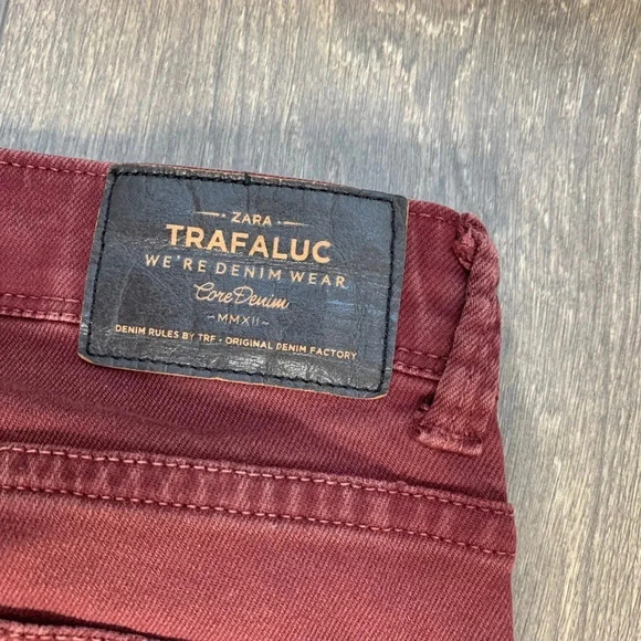 Zara Women's Skinny Jeans Coloured denim Slim Mid rise Maroon burgundy size 2 - Picture 14 of 16